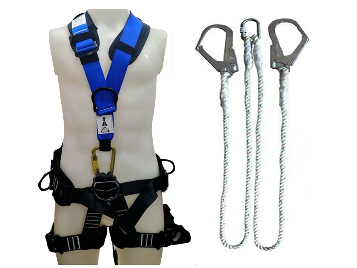 เข็มขัดนิรภัยเต็มตัว รุ่น HT-327+Lanyards 2 Hook